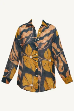 Playa Linen Boyfriend Shirt - Kelp Flower EcoLinen