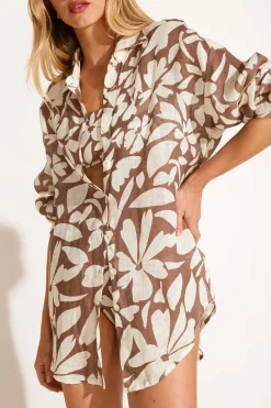 Playa Linen Boyfriend Shirt - Desert Flower EcoLinen