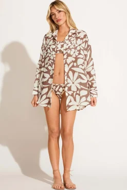 Playa Linen Boyfriend Shirt - Desert Flower EcoLinen