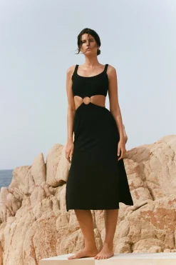 The Icon Cutout Dress - Black Organic Rib