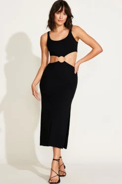 The Icon Cutout Dress - Black Organic Rib