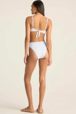 Vitamin A Barcelona High Waist Bottom White Seersucker Stripe