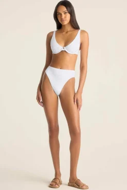 Vitamin A Barcelona High Waist Bottom White Seersucker Stripe