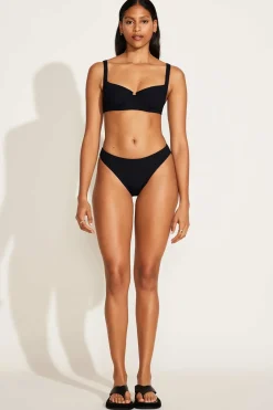 Vitamin A Cali High Leg Classic Coverage Bottom Black EcoRib