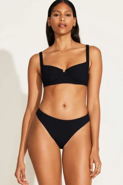 Vitamin A Cali High Leg Classic Coverage Bottom Black EcoRib