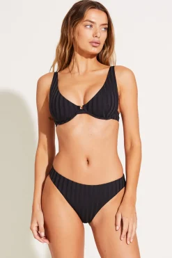 Vitamin A Cali High Leg Classic Coverage Bottom Black SuperRib