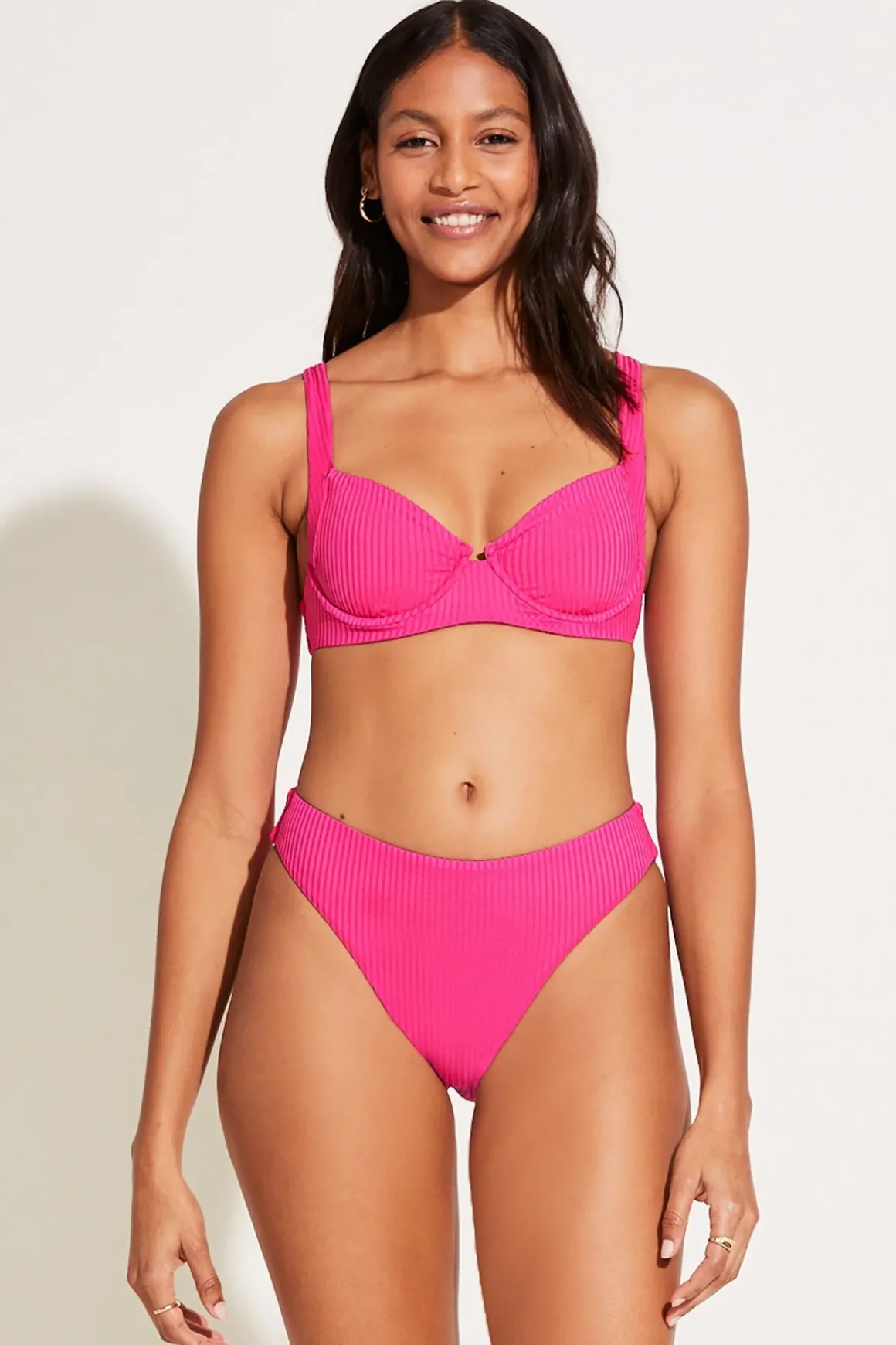 Vitamin A Cali High Leg Classic Coverage Bottom Zinnia EcoRib BT