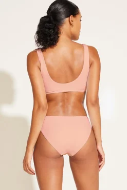 Vitamin A Cali High Leg Classic Coverage Bottom Pink Coral EcoRib
