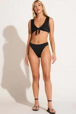 Vitamin A Cali High Leg Full Bottom Black Seersucker Stripe