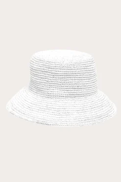 Vitamin A Cannes Straw Bucket Hat White Recycled Straw