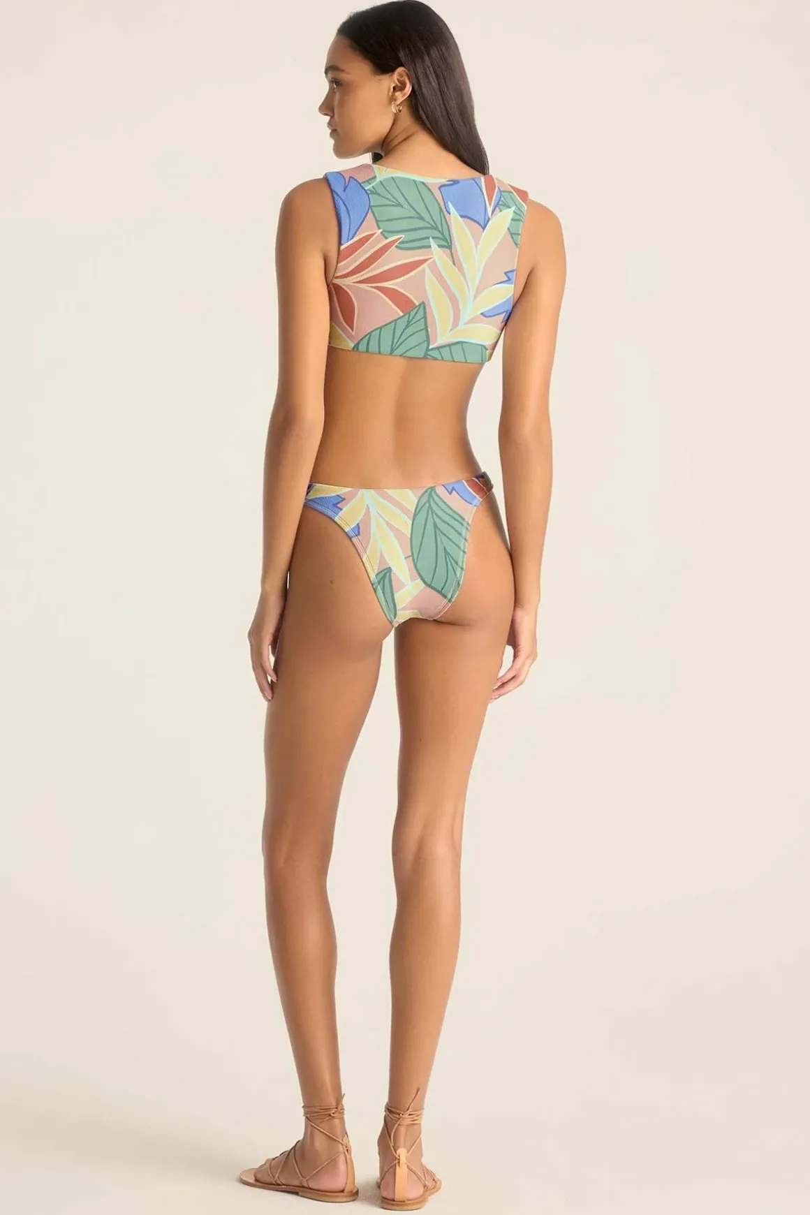 Vitamin A Cassia Crop Top Retro Jungle Crepe Texture