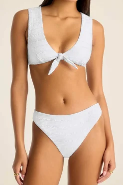 Vitamin A Cassia Crop Top White Seersucker Stripe