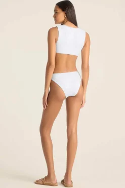 Vitamin A Cassia Crop Top White Seersucker Stripe