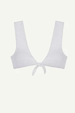 Vitamin A Cassia Crop Top White Seersucker Stripe