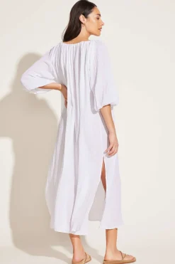 Vitamin A Costa Caftan White Crinkle Organic Cotton