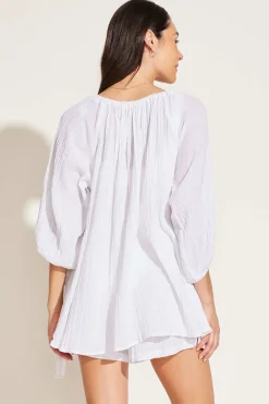 Vitamin A Costa Shirt Dress White Crinkle Organic Cotton