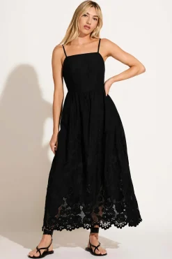 Vitamin A Flora Dress Black Beachside Broderie