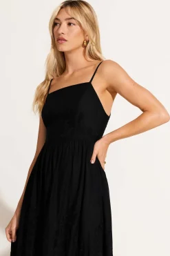 Vitamin A Flora Dress Black Beachside Broderie