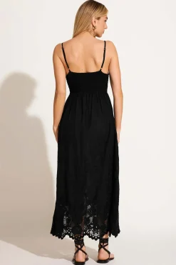 Vitamin A Flora Dress Black Beachside Broderie