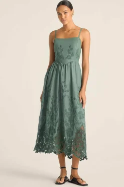Vitamin A Flora Dress Sea Green Beachside Broderie