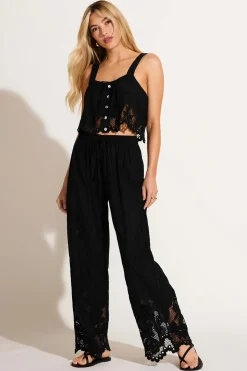 Vitamin A Flora Pant Black Beachside Broderie