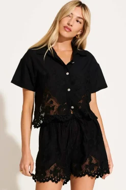 Vitamin A Flora Short Black Beachside Broderie