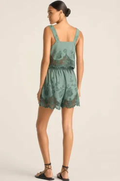Vitamin A Flora Short Sea Green Beachside Broderie