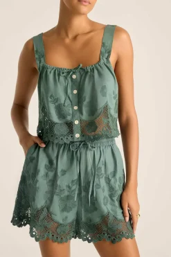 Vitamin A Flora Tank Sea Green Beachside Broderie