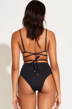 Vitamin A Gemma Ruched High Waist Bottom Black EcoLux