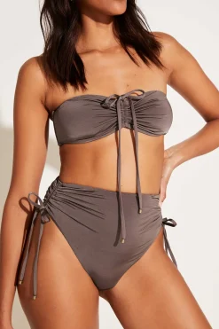 Vitamin A Gemma Ruched High Waist Bottom Mineral EcoLux