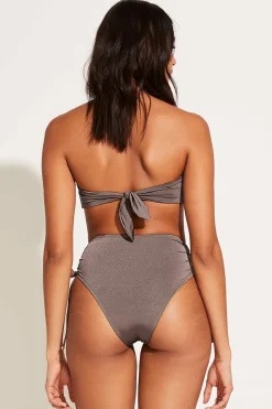 Vitamin A Gemma Ruched High Waist Bottom Mineral EcoLux