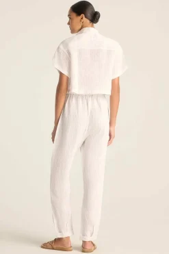 Vitamin A Hana Cropped Shirt Boardwalk Stripe EcoLinen