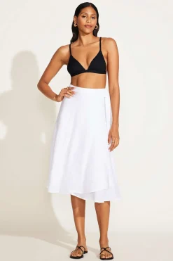 Vitamin A Lana Linen Wrap Skirt White EcoLinen