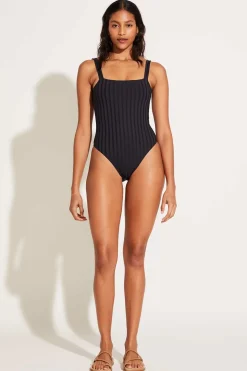 Vitamin A Leah Square Neck One Piece Black SuperRib