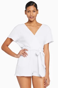 Vitamin A Logan Organic Rib Romper White Organic Rib