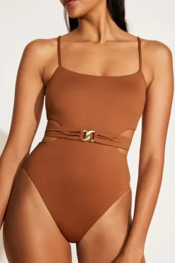 Vitamin A Luxe Link Belted One Piece Bronze