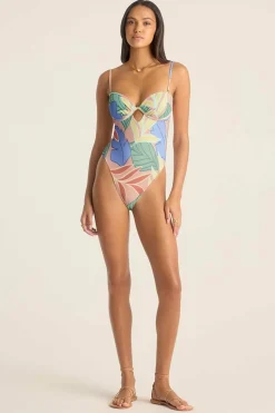 Vitamin A Mabel Underwire Bandeau One Piece Retro Jungle Crepe Texture