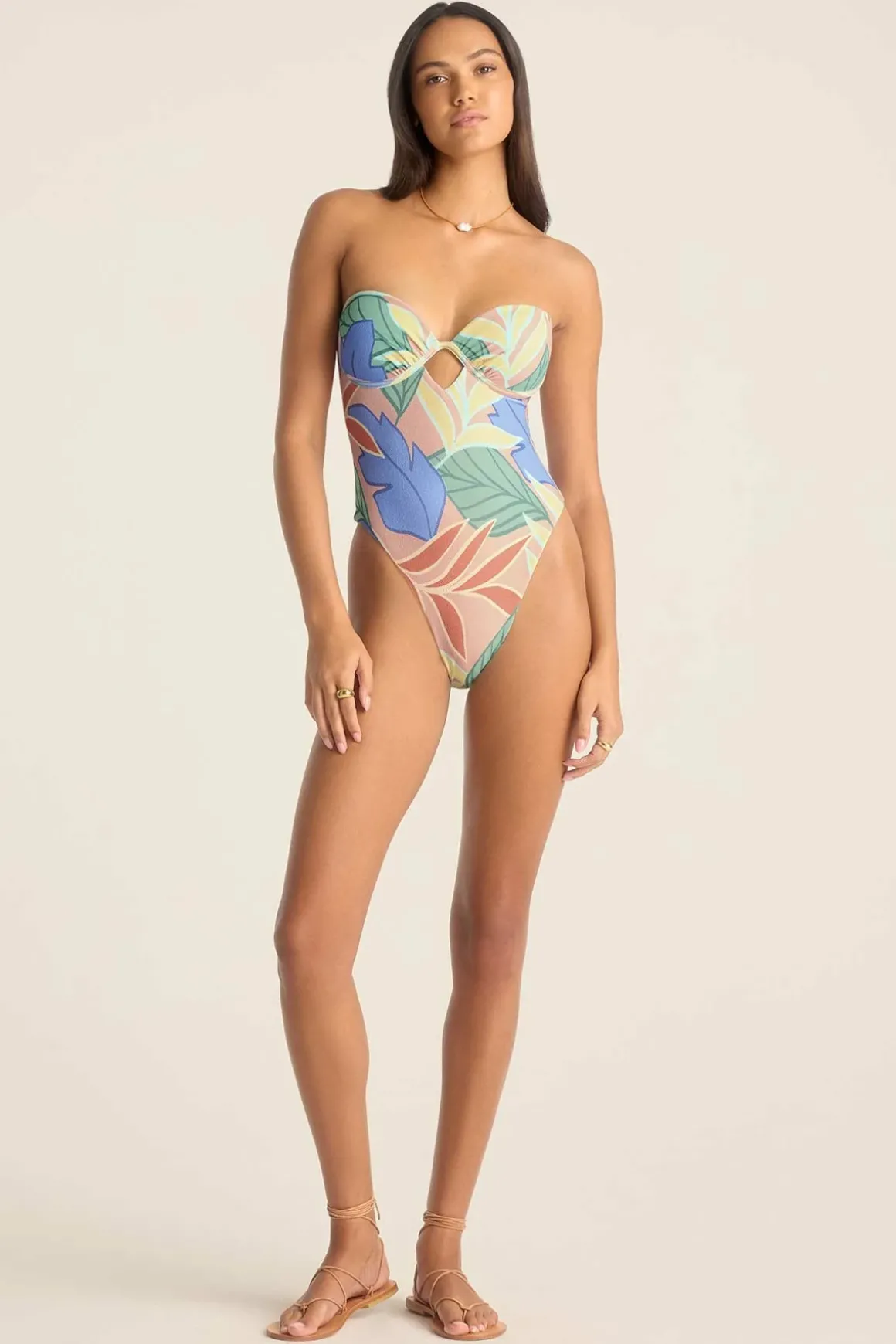 Vitamin A Mabel Underwire Bandeau One Piece Retro Jungle Crepe Texture