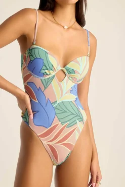 Vitamin A Mabel Underwire Bandeau One Piece Retro Jungle Crepe Texture