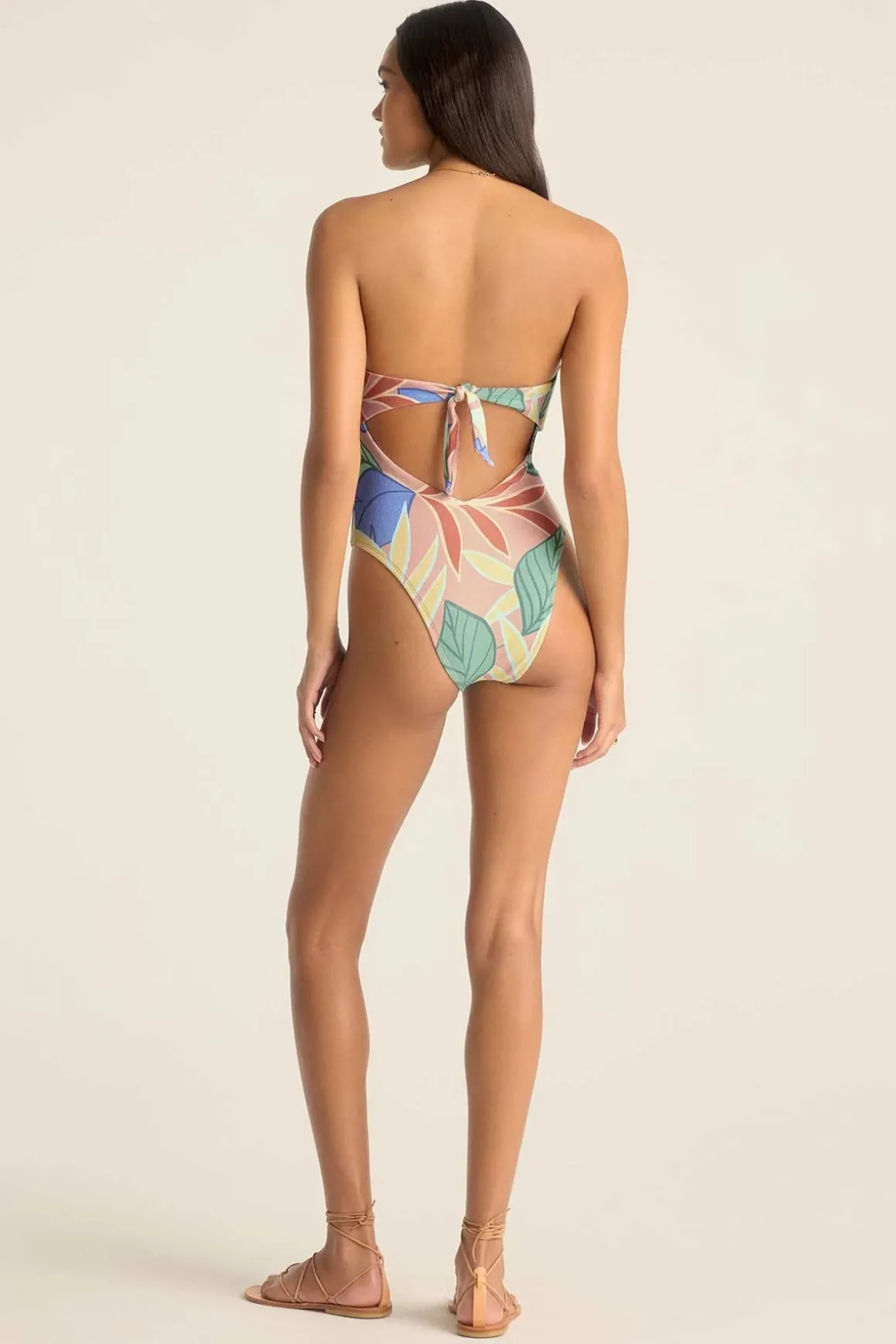 Vitamin A Mabel Underwire Bandeau One Piece Retro Jungle Crepe Texture