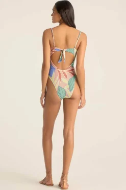 Vitamin A Mabel Underwire Bandeau One Piece Retro Jungle Crepe Texture
