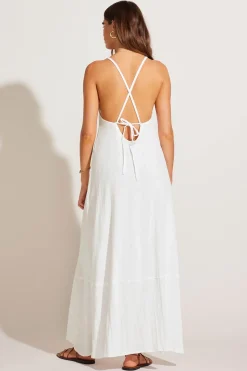 Vitamin A Mari Maxi Dress White Crinkle Linen