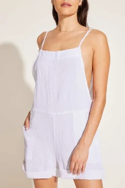Vitamin A Ophelia Overall White Crinkle Linen