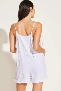 Vitamin A Ophelia Overall White Crinkle Linen