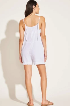 Vitamin A Ophelia Overall White Crinkle Linen