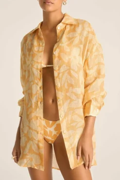 Vitamin A Playa Boyfriend Shirt Citrus Flower EcoLinen