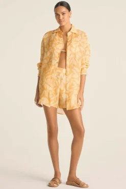 Vitamin A Playa Boyfriend Shirt Citrus Flower EcoLinen