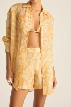 Vitamin A Playa Boyfriend Shirt Citrus Flower EcoLinen