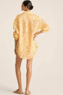 Vitamin A Playa Boyfriend Shirt Citrus Flower EcoLinen