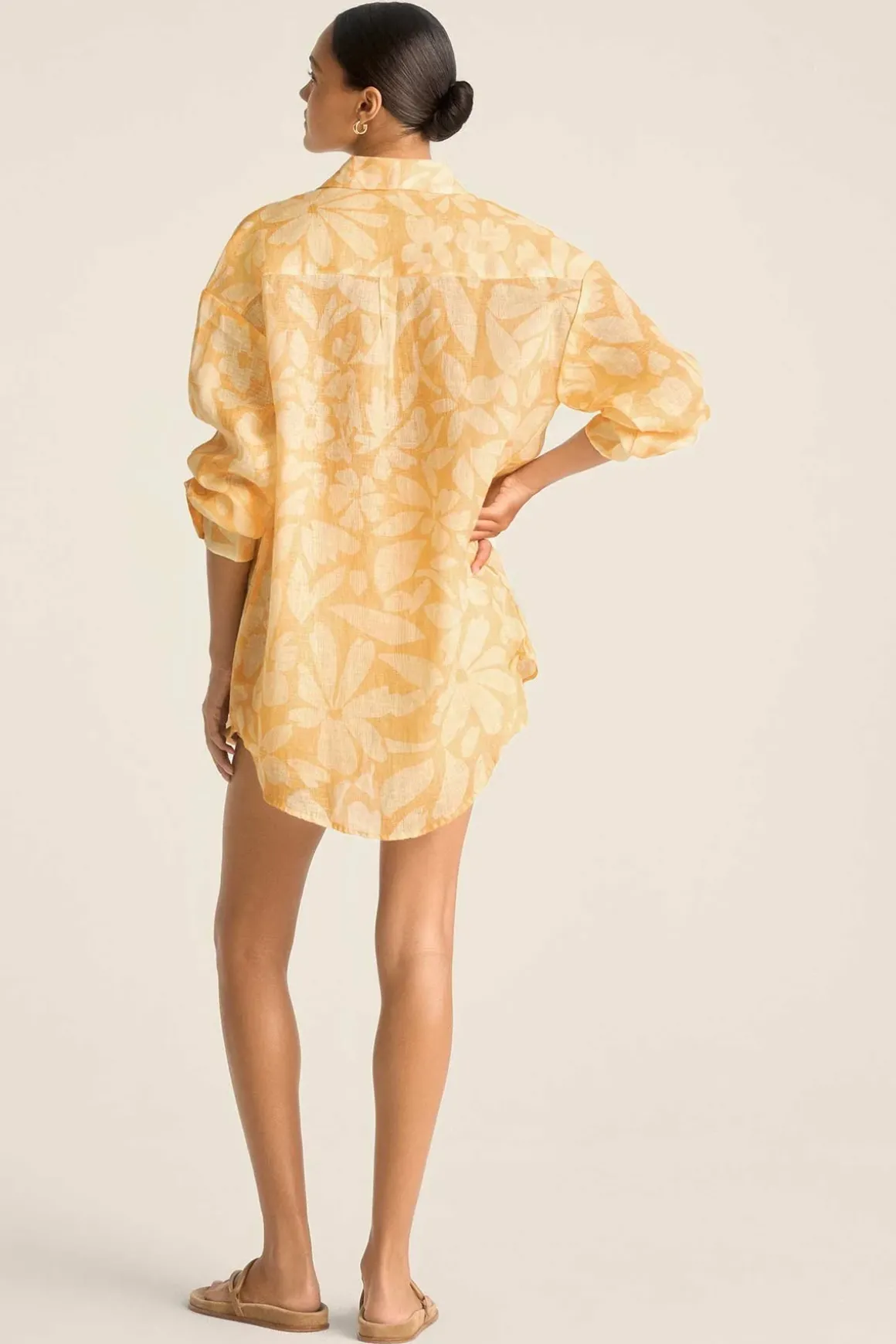 Vitamin A Playa Boyfriend Shirt Citrus Flower EcoLinen